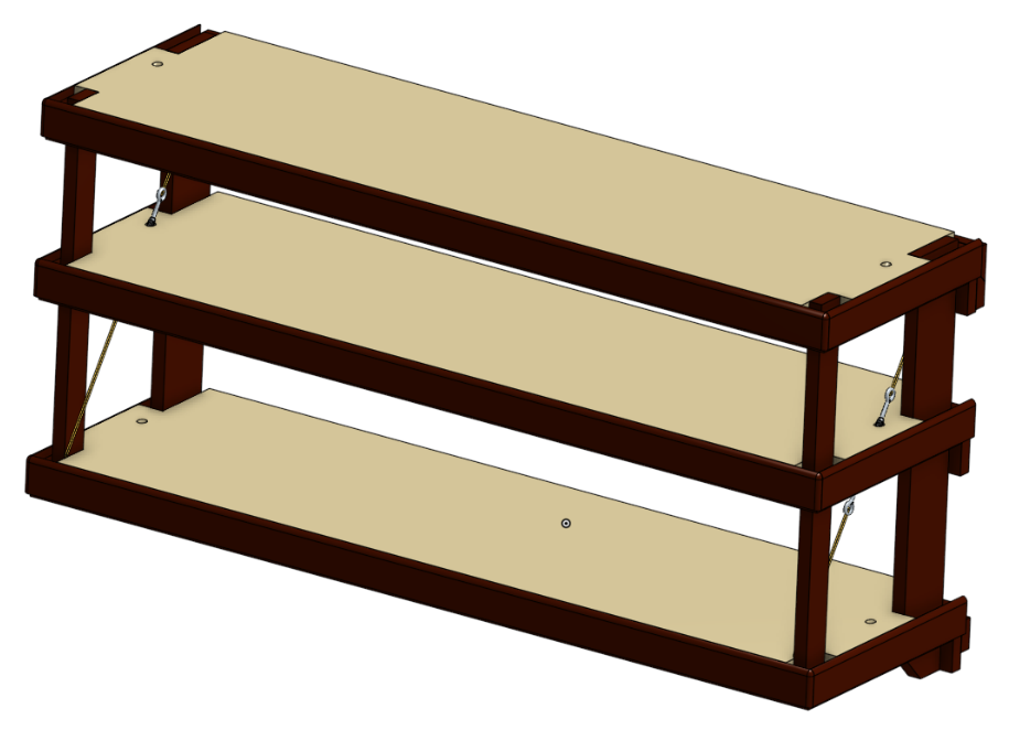a render of a shelf with red trim